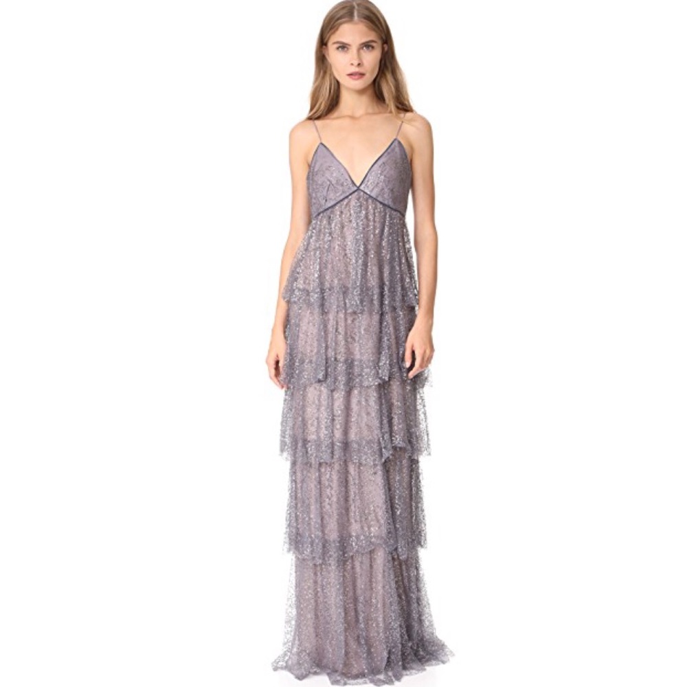 Marchesa Notte Tulle Glitter Gown